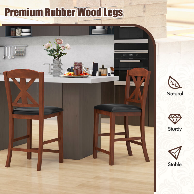 Upholstered Dining Chair with Hollowed High Backrest Set of 2