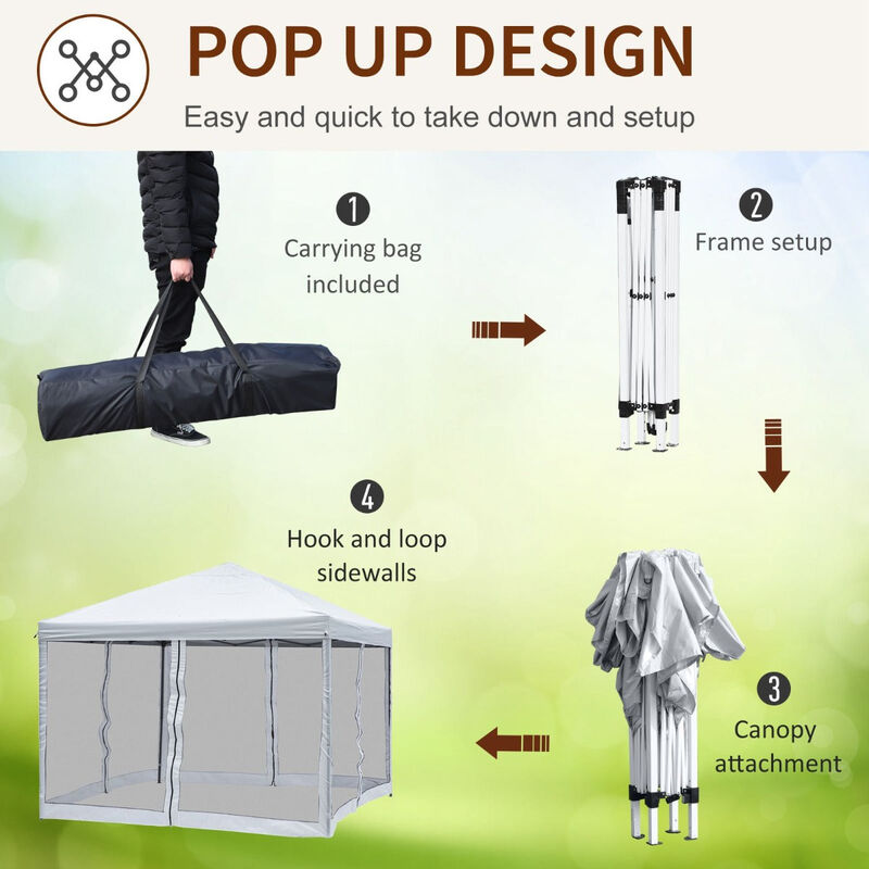 Breezy Event Shelter: 10x10 Silver Pop-Up Gazebo with Mesh Walls