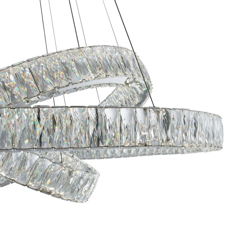 Crystal Elegance Chandelier Chrome Crystal Integrated LED 3 Rings