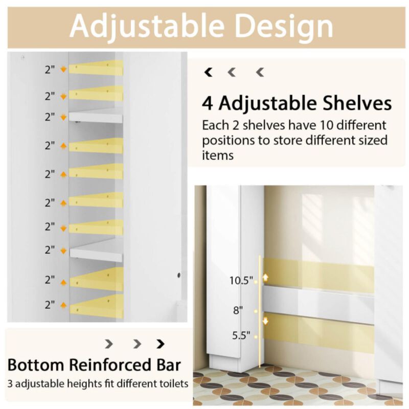 Hivvago Over The Toilet Storage Cabinet with 2 Open Compartments and 4 Adjustable Shelves