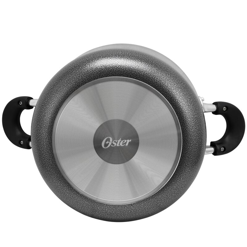 Oster Clairborne 6 Quart Aluminum Hammered Tone Dutch Oven with Lid in Charcoal Grey