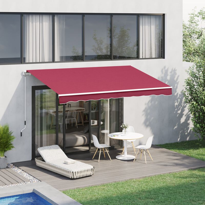 Claret Cranking Canopy: 10x8 Ft UV-Resistant Retractable Patio Awning