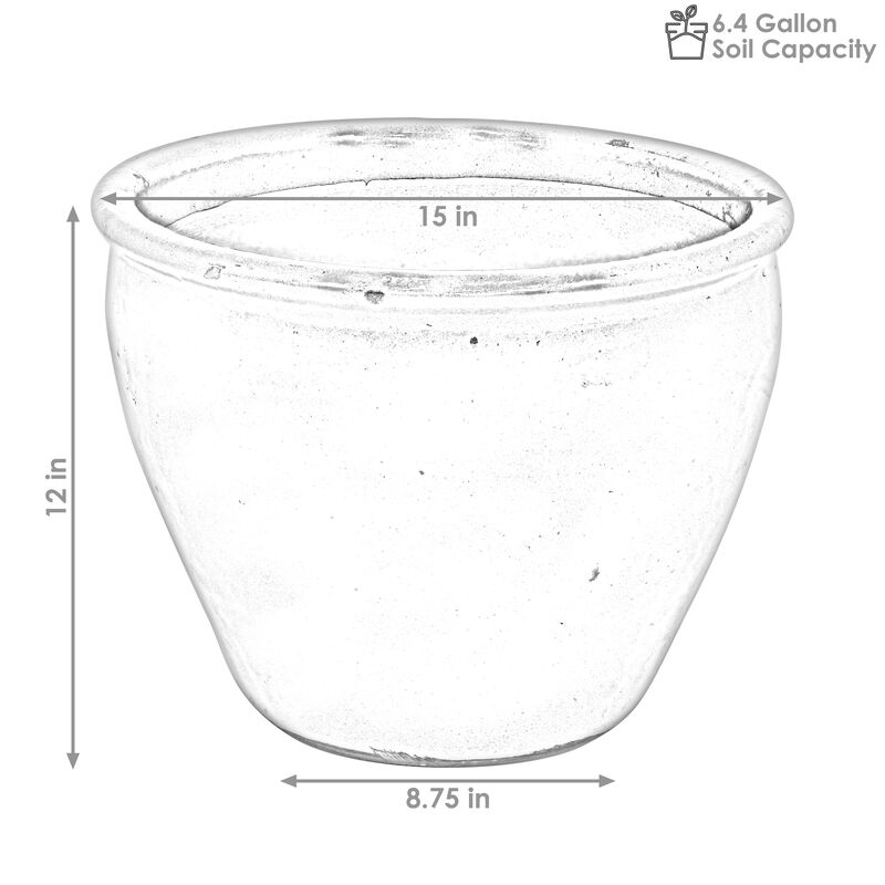 Sunnydaze 15 in Villa High-Fired Glazed Ceramic Planter