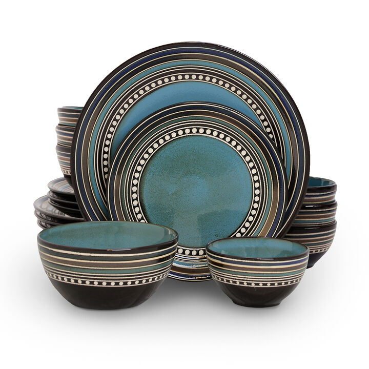 Gibson Elite CafÃ© Versailles 16 Piece Double Bowl Dinnerware Set - Blue