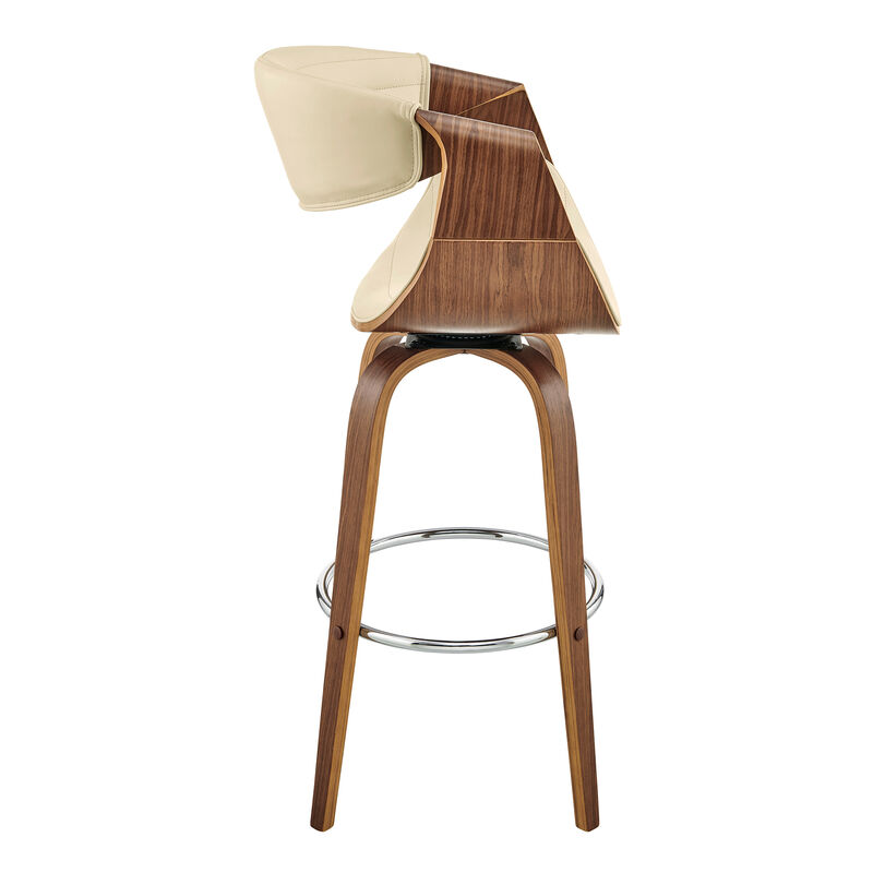 Arya Swivel Counter Stool in Faux Leather and Wood