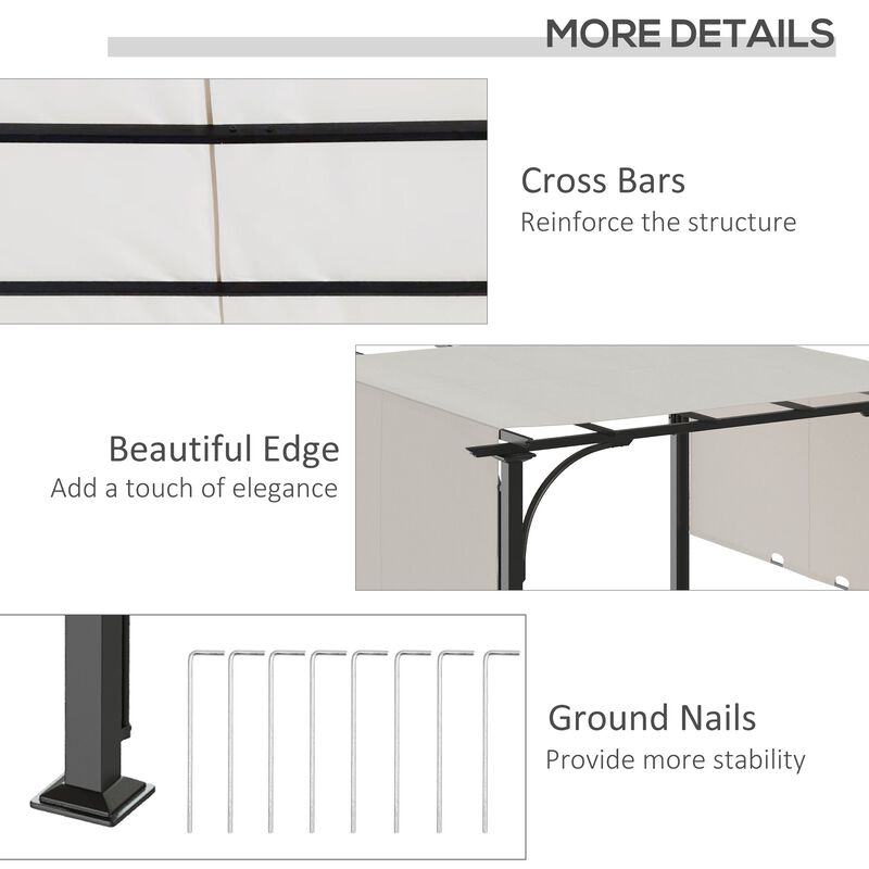 White Sun Shield: 10x10 Retractable Pergola Weather-Resistant Canopy
