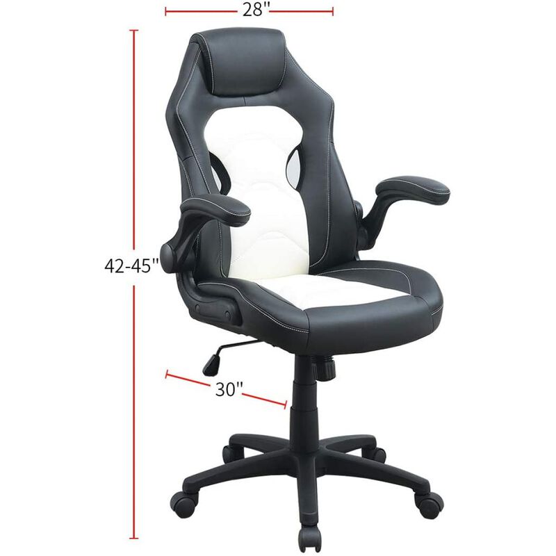 Office Chair Upholstered 1 Piece Comfort Chair Relax Gaming Office Chair Work Black And White Color