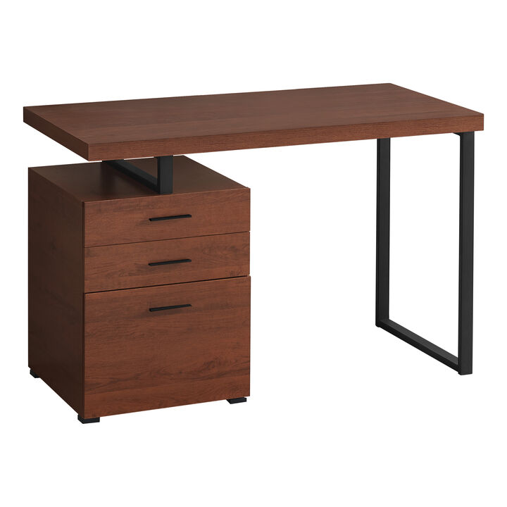 Monarch Specialties I 7641 Computer Desk, Home Office, Laptop, Left, Right Set-up, Storage Drawers, 48"L, Work, Metal, Laminate, Brown, Black, Contemporary, Modern