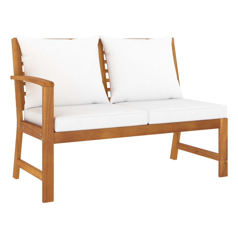 Roma 5pc Modular Outdoor Sofa and Table Set, Solid Acacia Wood, White - Benzara