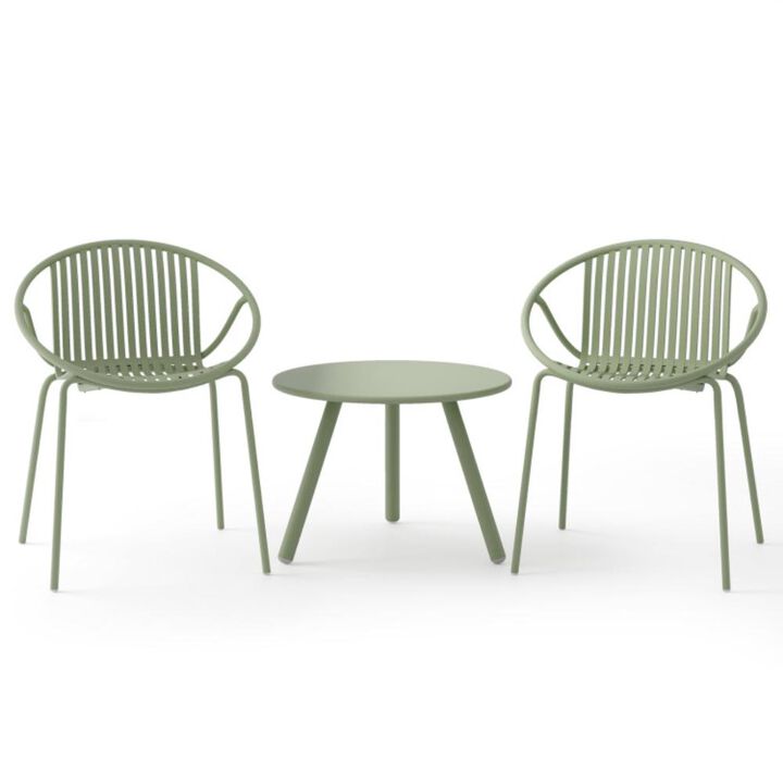 Hivvago All Weather PP Patio Conversation Set with Round Coffee table and 2 Chairs