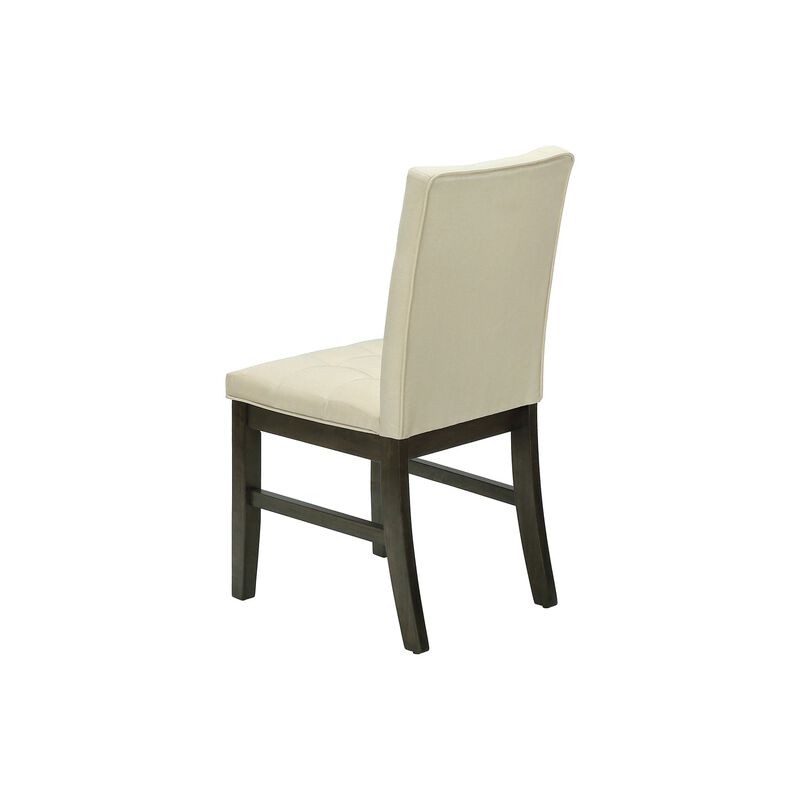 Monarch Specialties I 1376 - Dining Chair, 37" Height, Set Of 2, Upholstered, Dining Room, Kitchen, Cream Fabric, Grey Solid Wood, Transitional