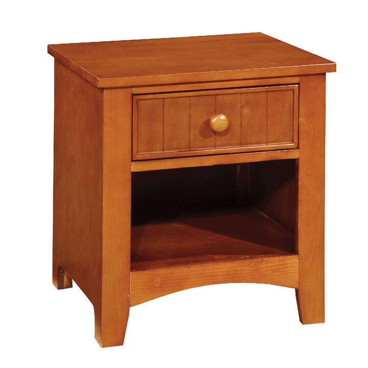 Omnus Wood Night Stand, Oak Finish-Benzara