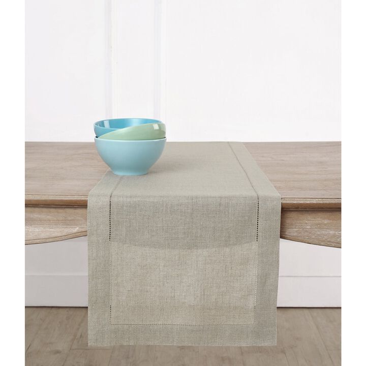 Solino Home 100% Pure Linen Table Runner | Classic Hemstitch for Thanksgiving, Christmas