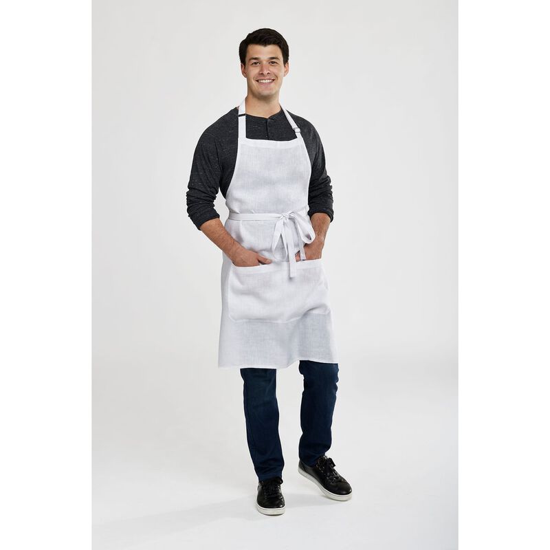 Solino Home 100% Pure Linen Full Midi Apron 38 x 36 Inch