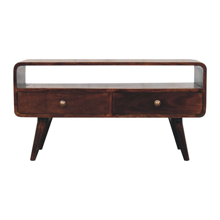 Artisan Furniture Solid Wood Curved California Walnut Media Unit