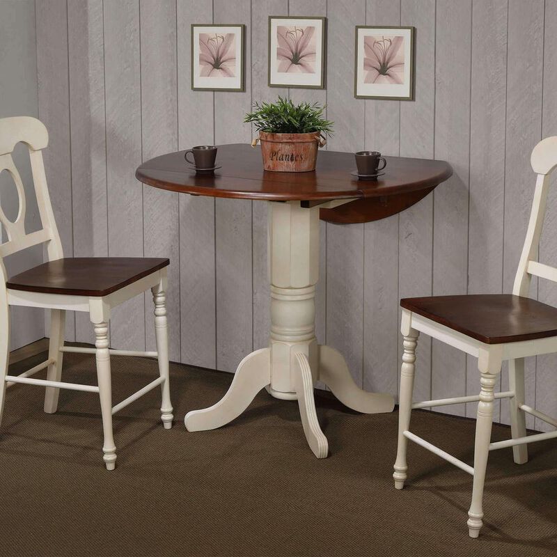 Sunset Trading Andrews 42 Round Extendable Drop Leaf Pub Table