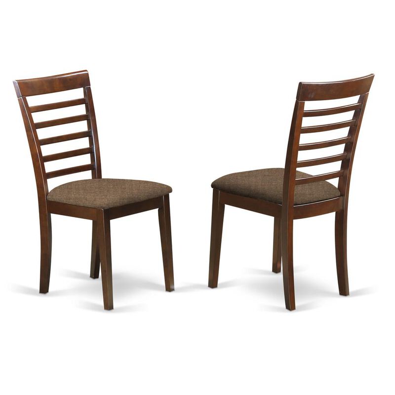 East West Furniture MLC-MAH-C Milan Kitchen Chair with Linen Upholstery Seat - Mahogany Finish