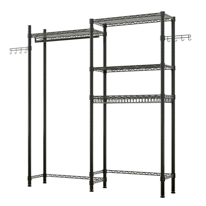 Heavy-Duty Wire Garment Rack with Storage Shelves for Laundry Room Heavy-Duty Wire Garment Rack with Storage Shelves for Laundry Room