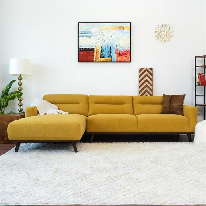 Ashcroft Furniture Co Ella L-Shaped Dark Yellow Linen Left Sectional Couch