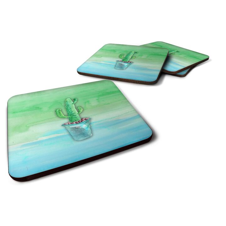Caroline's Treasures Cactus Teal and Green Watercolor Decorative coasters, 3.5, Multicolor