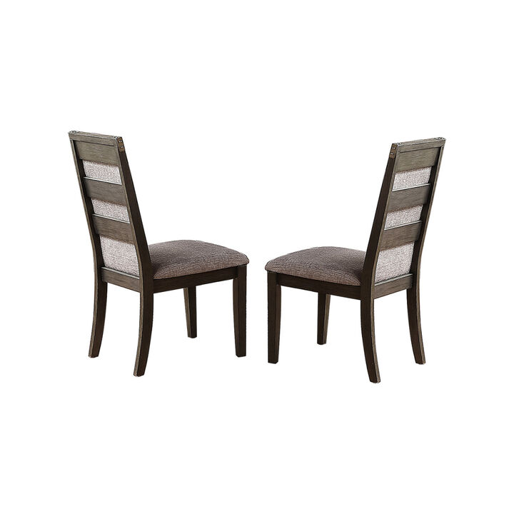 Dining Chair With Upholstered Cushion, Grey(Set Of 2)
