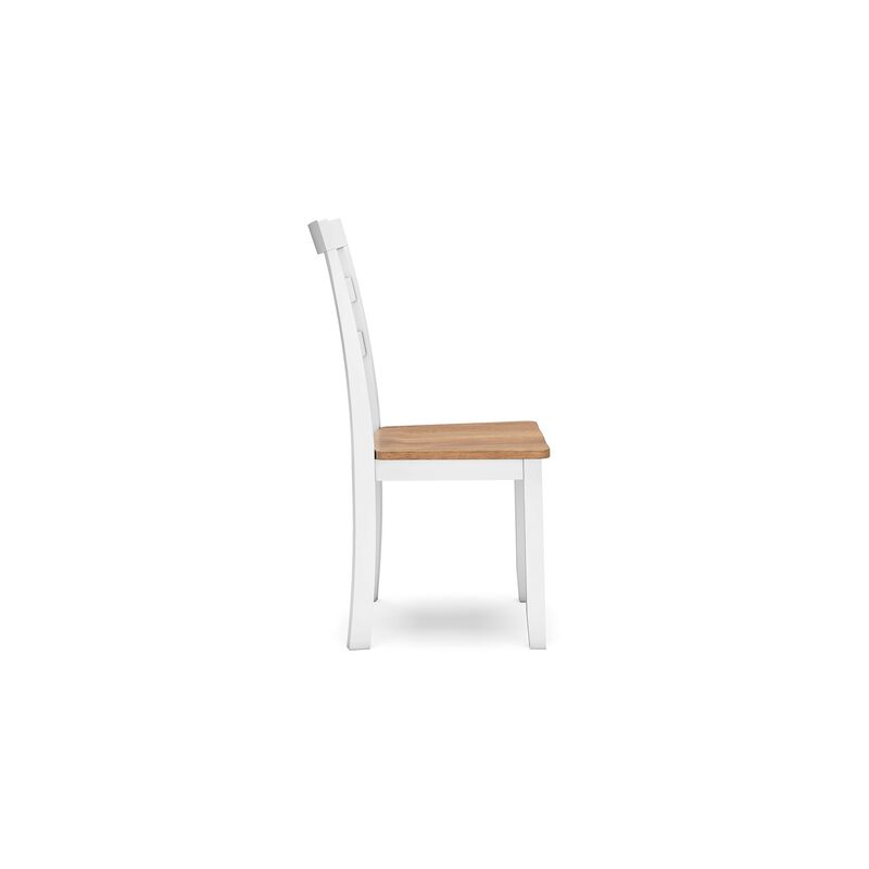 Gasy Dining Chair Set of 2, 22 Inch White and Brown Mango Wood Veneer - Benzara