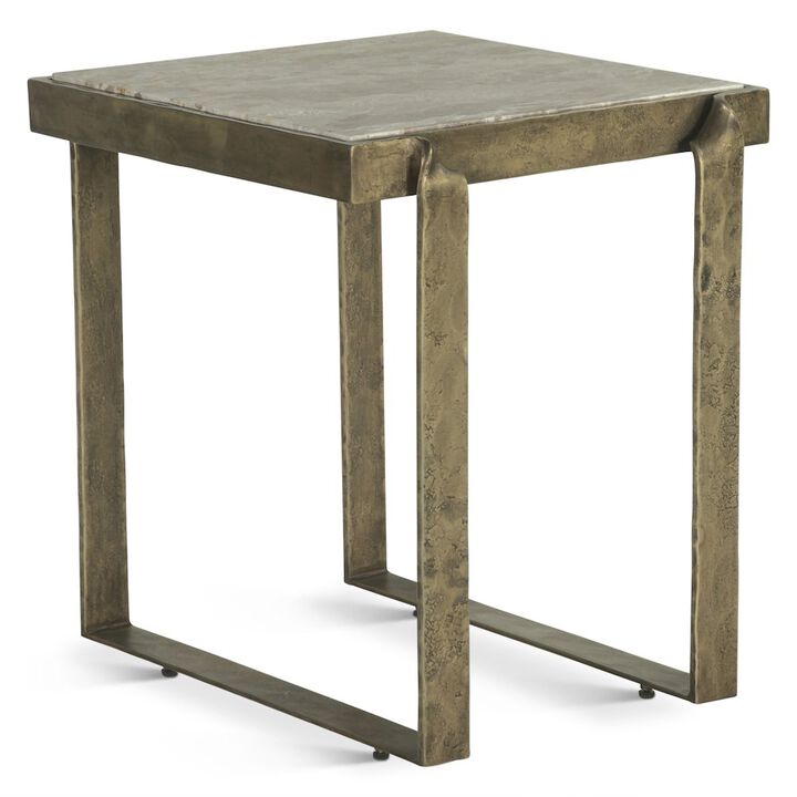 World Interiors Rhodes 20 Side Table with Marble and Antique Brass