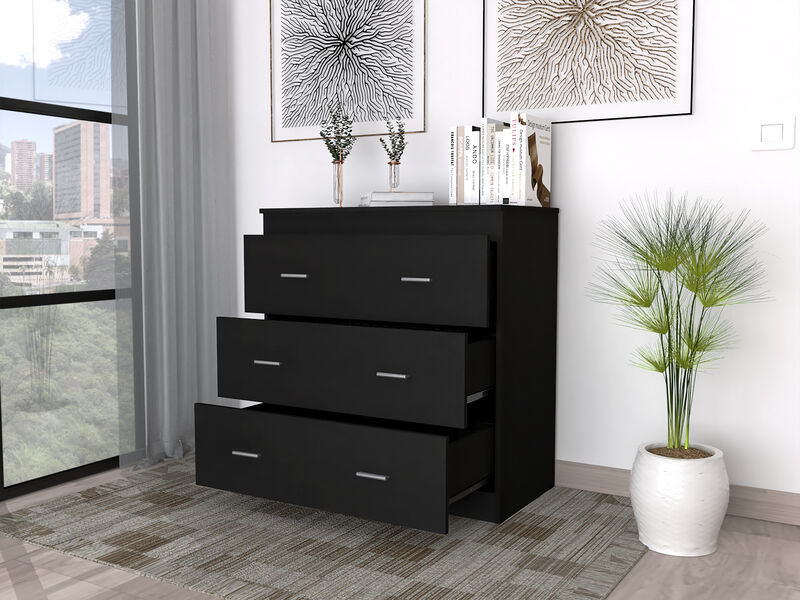 Three Drawer Dresser Litress, Bedroom, Black