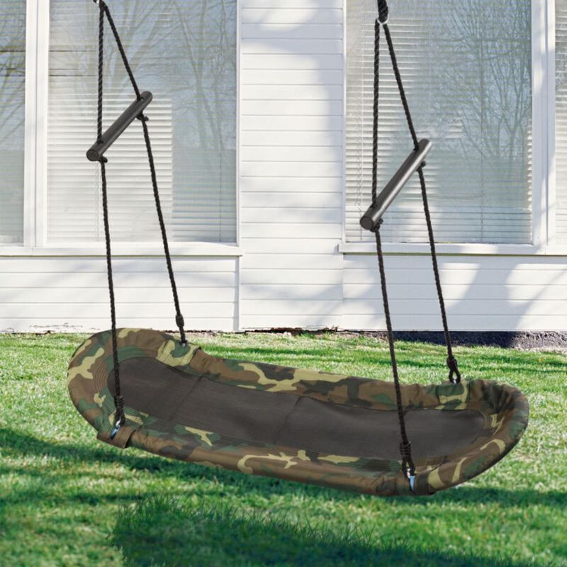 Hivvago Saucer Tree Swing Surf Kids Outdoor Adjustable Oval Platform Set with Handle