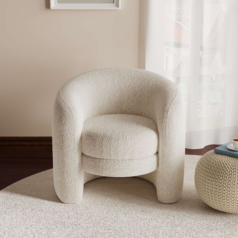 Merax Modern Curved Back Boucle Upholstered Accent Chair