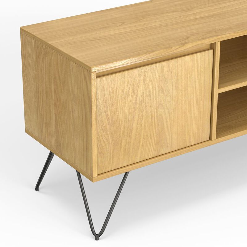 Simpli Home Hunter Tv Media Stand In Oak Veneer