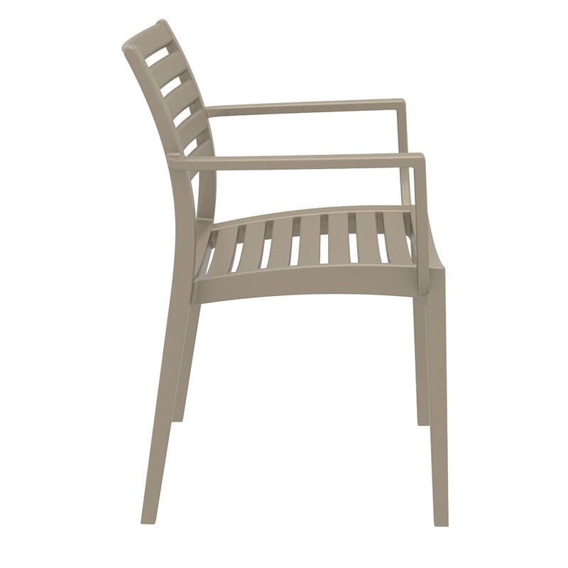 33" Gray Stackable Outdoor Patio Dining Arm Chair
