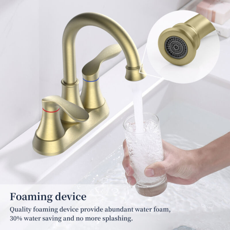 2-Handle Bathroom Faucet with Pop-Up Drain and 360° Swivel High Arc Spout