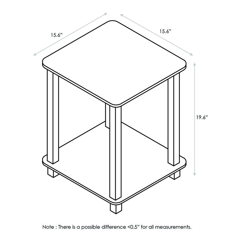 Furinno Simplistic Set of 2 End Table, Dark Walnut