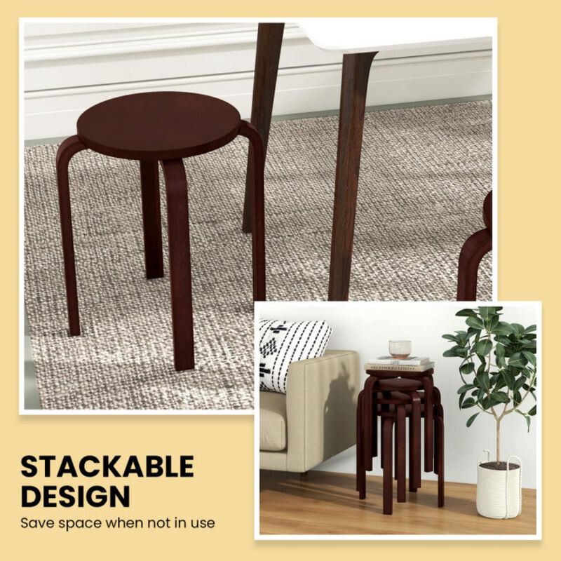 Hivvago Set of 4 18 Inch Stackable Bentwood Dining Chairs with Round Top