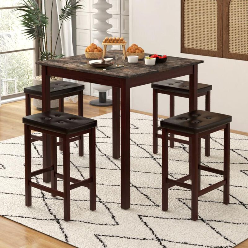 Hivvago 5-Piece Bar Table Set Counter-Height Dining Table and 4 Bar Stools