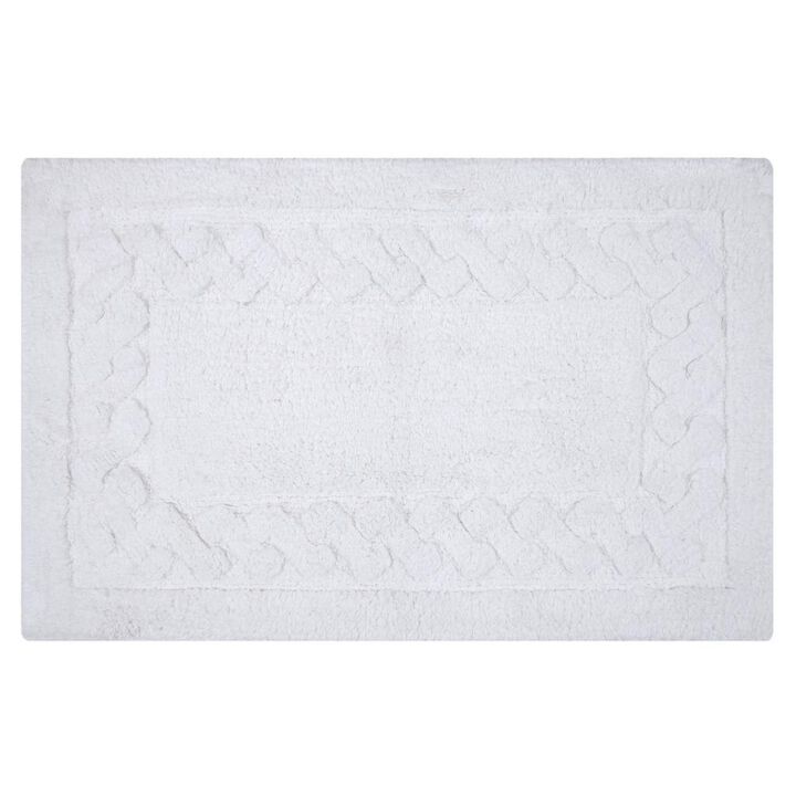 Knightsbridge Chain Bath Rug Cotton Non Skid Back - 21x34", White