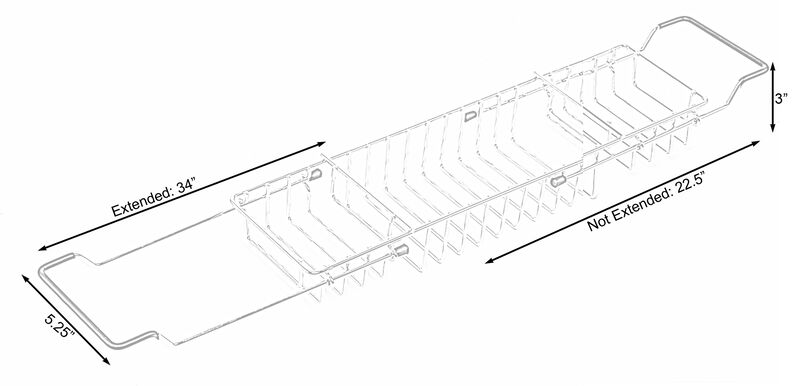 Expandable Metal Bathtub Caddy With, Rubber Handles