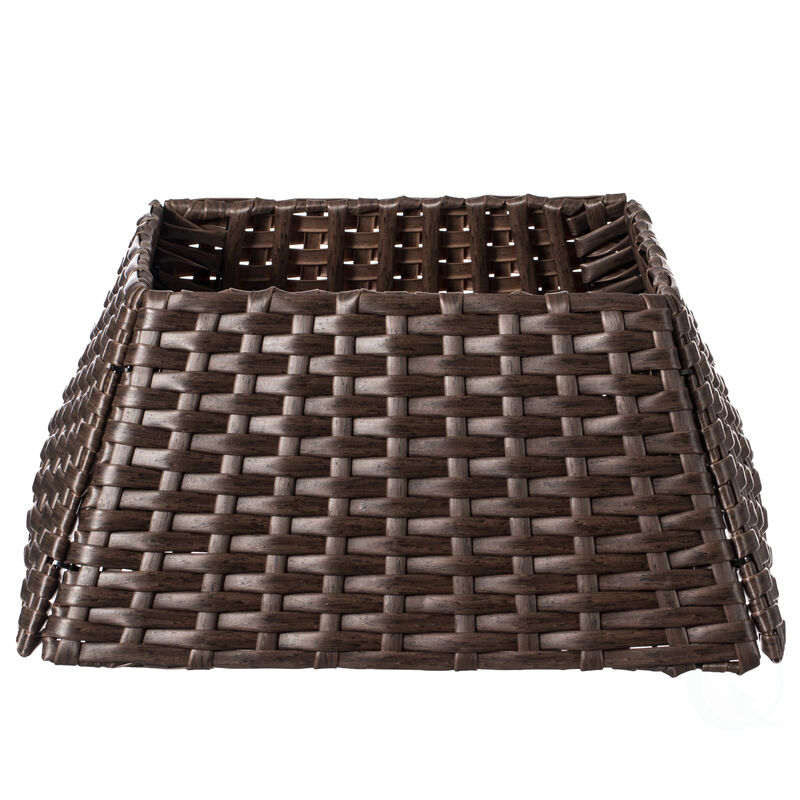 Foldable Christmas Tree Skirt Collar Basket, Ring Base Stand Cover, Rattan Plastic, Grey