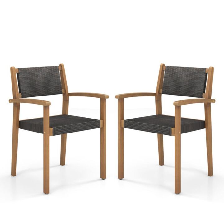 Hivvago Set of 2 Stackable Outdoor Wicker Dining Chair