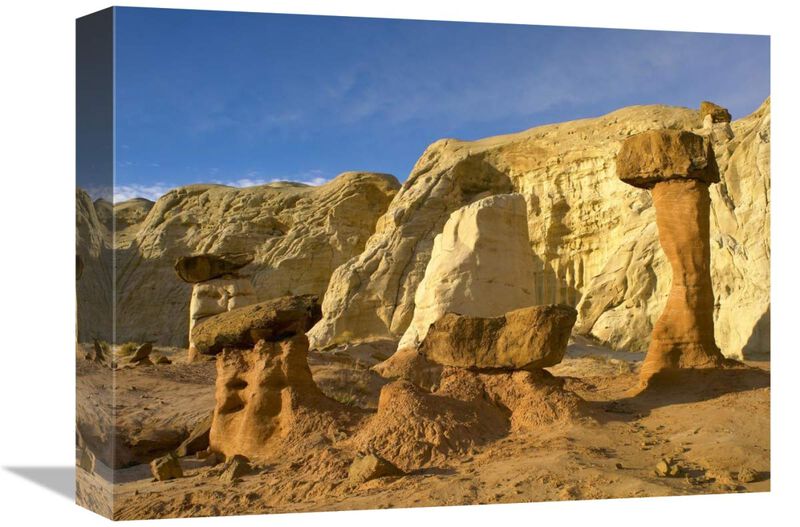 Toadstool Caprocks, Grand Staircase, Escalante National Monument, Utah-Canvas Art-16x12