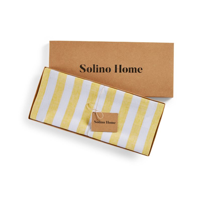 Solino Home 100% Pure Linen Table Runner 14 x 48 Inch | Sorrento Stripe