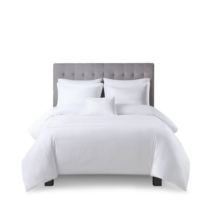 Gracie Mills Mooney 500 Thread Count Embroidered Stripe Cotton Sateen Comforter Set