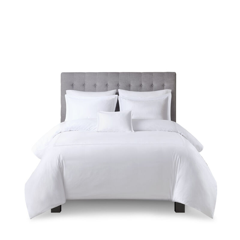 Gracie Mills Mooney 500 Thread Count Embroidered Stripe Cotton Sateen Comforter Set