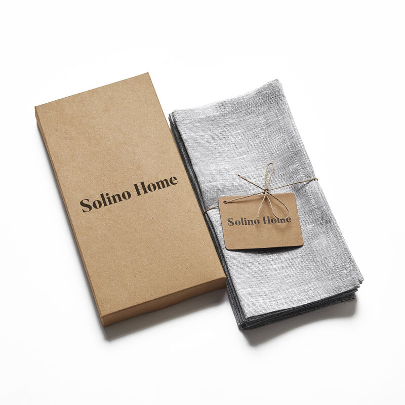 Solino Home 100% Pure Linen Cocktail Napkins Set of 12 | Athena