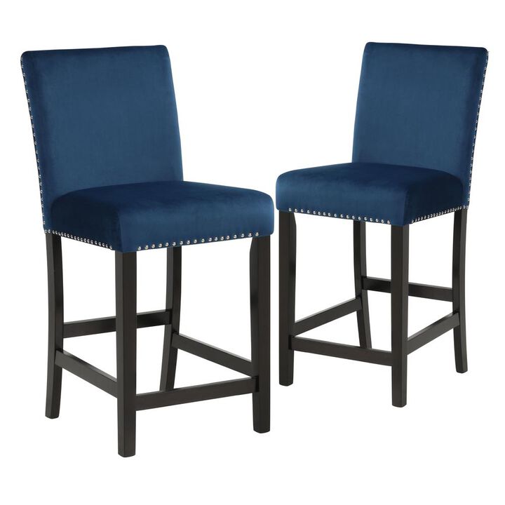 New Classic Furniture Furniture Celeste 39.5 Wood Counter Chair in Blue (Set of 2)