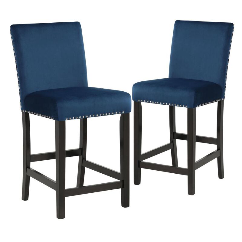 New Classic Furniture Furniture Celeste 39.5 Wood Counter Chair in Blue (Set of 2)