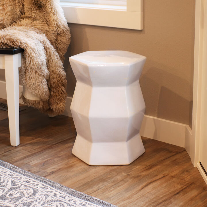 Sunnydaze 17.25 in Moderno Geometric Glaze Ceramic Garden Stool