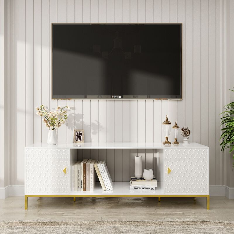 70" MDF TV Stand With Storage in Black