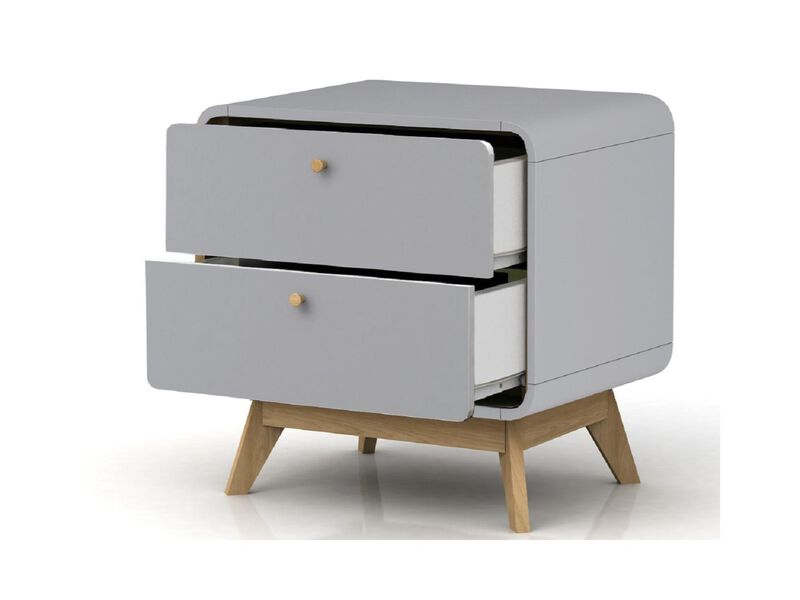 Ren Home Leva Scandinavian 2 Drawer Curved Nightstand